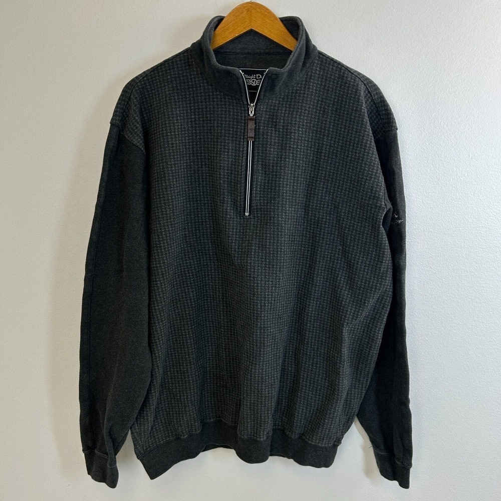 Straight Down Sweatshirt Mens M 1/4‎ Zip Long Sleeve Pullover Waffle Knit Gray